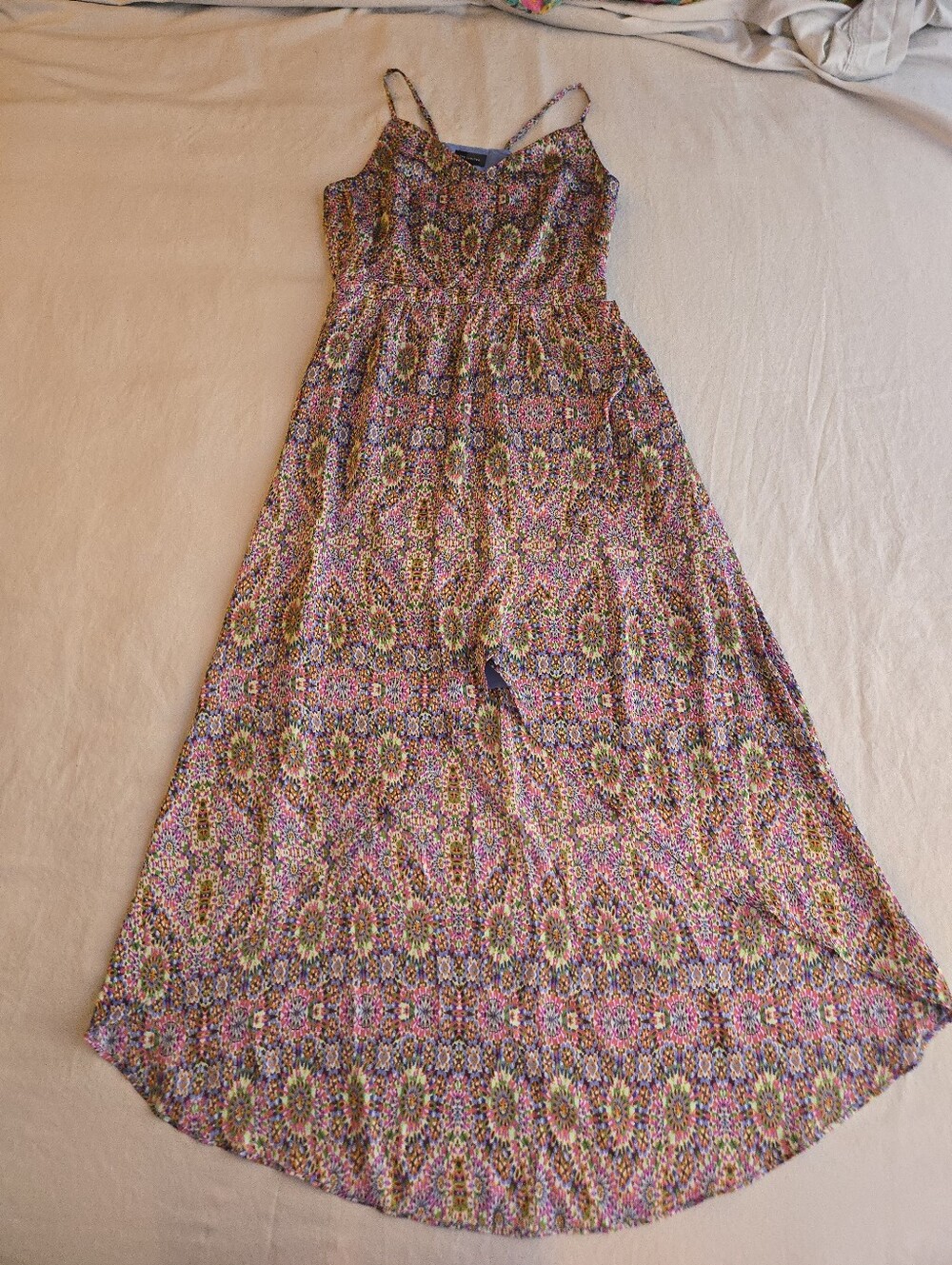 The Limited Multicolor High-Low Paisley Split Front Maxi Dress Bohemian EB5